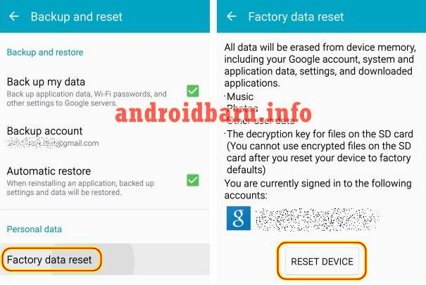 Factory Reset Default Android