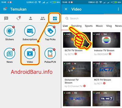 Cara nonton TV di BBM Android Gratis Live Streaming Online ringan Tanpa Buffer