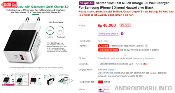 Rekomendasi Quick Charge 3.0 Merk Santac