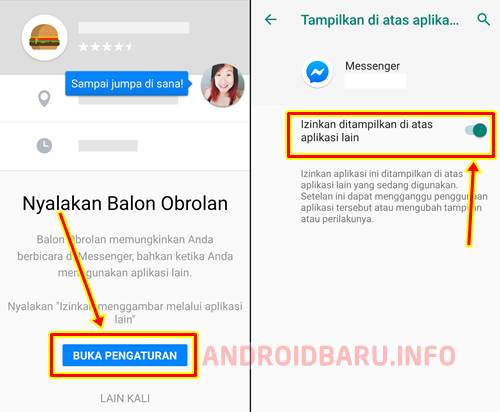 Cara Menampilkan Balon Obrolan Messenger Lite Android