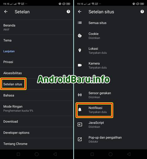 Cara Menonaktifkan Notifikasi Chrome di Android Tanpa Aplikasi