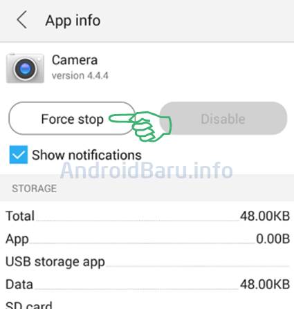 Cara Force Stop Camera Android