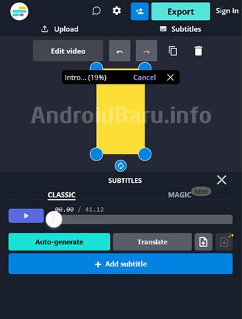 Cara Translate Suara Video di Kapwing Android